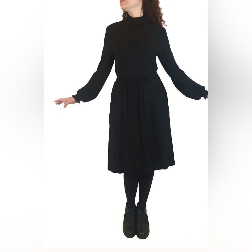 NWT Boden long sleeve smock mock neck black dress size 10L